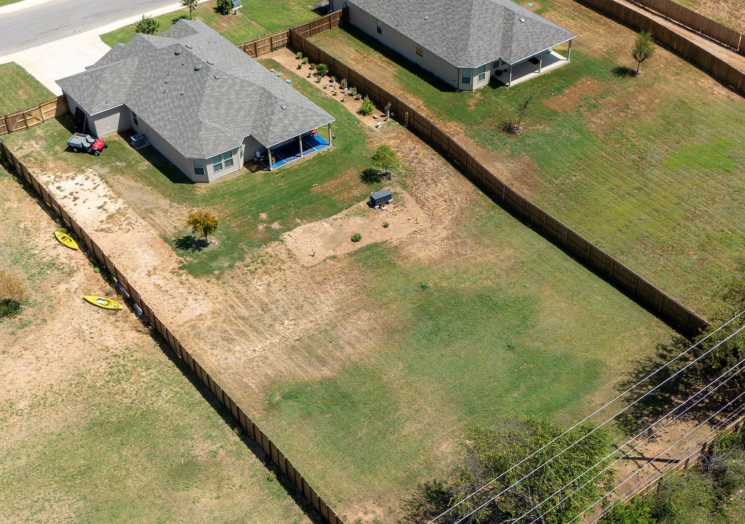 Aerial view of the backyard